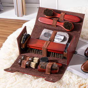 Grand ensemble de 13 pièces pour l'entretien du cuir et des chaussures, comprenant cirage, brosse en crin de cheval, cire à chaussures et calapardeuse, anti-salissures - Product Image 2