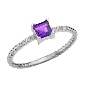 Bague de fiançailles vintage en améthyste taille baguette, pierre de naissance violette, 13 ans d'expérience, plaqué or - Product Image 6