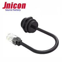 Jnicon M19 Cat5 Blindado 8P8C Bloqueo de tornillo IP68 Conector RJ45 a prueba de agua Cable Ethernet Conector montado en panel frontal