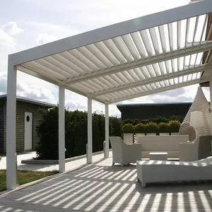 Esterna impermeabile Motorizzato Pergola di Alluminio Tenda A Scomparsa Con Luci A Led