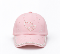Casquettes de baseball ajustables en strass brillants et perles de cristal, casquettes de baseball tendance en forme de cœur pour la Saint-Valentin 2026