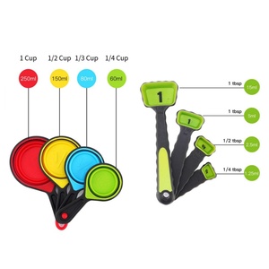 Vegetable Colander With Extendable Thickened Handles & <b>Measuring</b> Cups and <b>Spoon</b> Set, Folding Strainer for Kitchen - Product Image 4