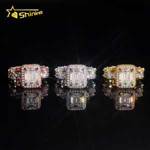 Anello di Moissanite con diamanti di lusso 925 in argento Sterling VVS 4CT taglio smeraldo - Product Image 1