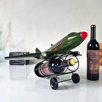 Modèles d'avions vintage en fer forgé, décorations pour le stockage de vin et de boissons, créatifs supports à vin, artisanat métallique pour la maison
