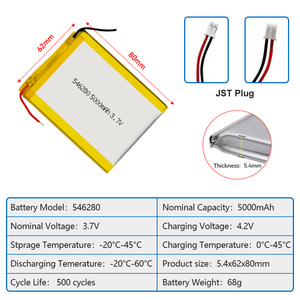 Wholesale OEM 3.7v <strong>5000mAh</strong>/3000mah Rechargeable LI-ion 19.25wh Lithium Polymer 3.7v <strong>Lipo</strong> <strong>Battery</strong> Pack Pouch LI-ion <strong>Batteries</strong> - Product Image 3