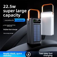 Power Bank Tenaga Surya OEM 50000mAh 22.5W Pengisian Cepat Kabel Terintegrasi & Layar LED Portabel untuk Penggunaan Luar Ruangan Input Tipe-C