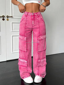 Nuovi <span class=keywords><strong>Jeans</strong></span> Rosa Personalizzati per <span class=keywords><strong>Donna</strong></span>, con <span class=keywords><strong>Motivi</strong></span> Traforati e Sfumati, Stile Oversize Hip-Hop - Product Image 5