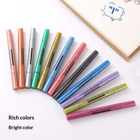 Marqueur métallique double pointe transfrontalier CY-598, stylo peinture 12 couleurs, stylo graffiti pour cartes noires DIY, surligneur coloré pour journalisation artisanale