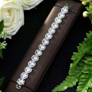 HIBRIDE, nueva pulsera lujosa de forma redonda para mujer, brazaletes de circón para boda y novia, pulsera con incrustaciones de CZ de alta calidad para fiesta de niña - Product Image 2