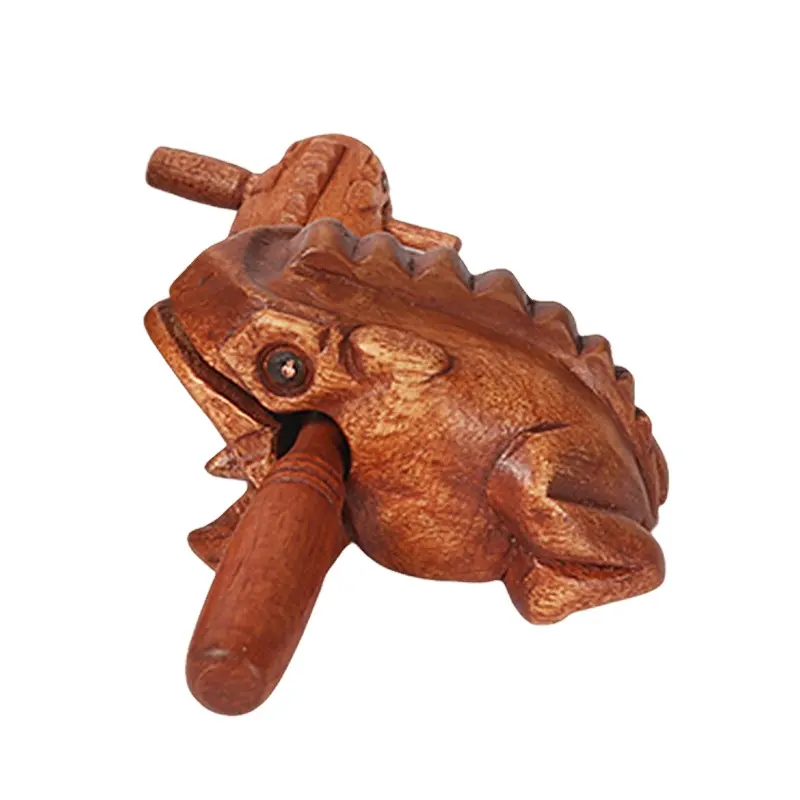 Custom Logo Music Frog Toy Tourist Souvenirs Wood Carving Crafts Vocal Wood Frog For Kids