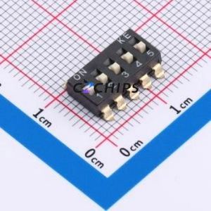 HX 2.54-5P TPGT DIP Switch SMD-10P,6.15x15.24mm Switch Flat <b>Toggle</b>, Raised Type Single Pole Single Throw 5 Gull Wing Type - Product Image 1