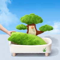 Lit pour chat en pot de pin trois en un avec coussin et planche à gratter pour l'intérieur