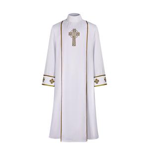 Robe <span class=keywords><strong>de</strong></span> prêtre Jésus, vêtements <span class=keywords><strong>de</strong></span> clergé d'église, polyester, broderie dorée, imprimé, <span class=keywords><strong>soutane</strong></span>, costume, chœur, robe maxi, liturgique, pasteur - Product Image 1