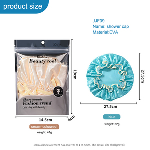 Bán Hot double-<span class=keywords><strong>layer</strong></span> phụ nữ không thấm nước mũ Tắm Satin Phụ kiện tóc <span class=keywords><strong>cap</strong></span> bonnets Headband với EVA lót cho Bath jjf39 - Product Image 2
