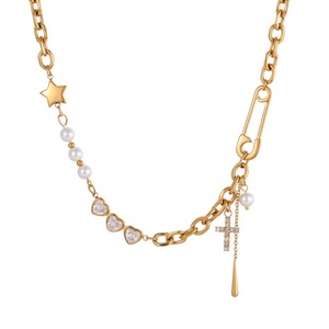 Collier en acier inoxydable et zircone, style européen et américain, luxueux, avec fermoir, ne perd pas sa couleur, accessoire de bijouterie. - Product Image 6