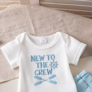 Nouvel ensemble de vêtements pour bébé unisexe en coton respirant à manches courtes, veste, chapeau et pantalon, pour l'été - Product Image 4