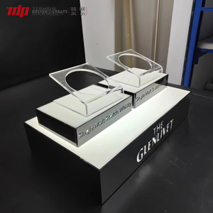 حامل عرض TDP مع إضاءة LED لعرض زجاجات الويسكي، رف لعرض النبيذ والبيرة والكحول والفودكا والتيكيلا، حامل عرض لزجاجتين - Product Image 2