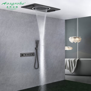 800x450x19mm sus304 הוביל שלושה-פונקציות ריקוד גשם מקלחת וילון מפל מפל מים ברזים תרמוסטטים מלוטש - Product Image 1