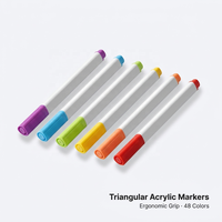 Marqueurs acryliques triangulaires à pointe fine en fibre, impression de logo personnalisé, OEM ODM, marque privée, 12, 24, 36, 48 couleurs, vente en gros
