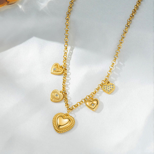 Collar <span class=keywords><strong>de</strong></span> Acero Inoxidable con Múltiples Corazones y Ojo <span class=keywords><strong>de</strong></span> Diablo, Estrella y Corazón con Pavé <span class=keywords><strong>de</strong></span> Circonitas, Chapado en Oro <span class=keywords><strong>de</strong></span> 18K, Joyería Nupcial Inalterable - Product Image 2