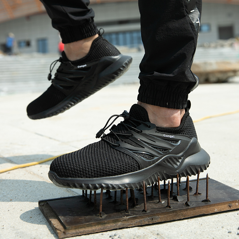 Защитные рабочие ботинки для мужчин, дышащие рабочие ботинки со стальным носком, защита от ударов, безопасные рабочие кроссовки, лето