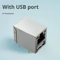 Conectores Ethernet Jisack de 2 Puertos RJ45 con Interfaz USB, Rectos y Curvos, Hembra, para PCB, Contactos de Bronce Fosforado, Protección IP20
