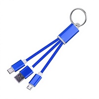 Cadeau promotionnel, logo personnalisé, porte-clés 3 en 1, câble tressé en PVC, charge rapide, chargeur magnétique pour téléphone, connecteurs USB-C Micro USB