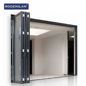 Sistema <span class=keywords><strong>de</strong></span> <span class=keywords><strong>Puertas</strong></span> Plegables Modernas Rogenilan, Impermeables y Deslizantes Tipo Acordeón <span class=keywords><strong>de</strong></span> Aluminio con Doble Acristalamiento - Product Image 1