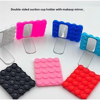 Support de téléphone portable de bureau pliable et réglable, support de téléphone portable à ventouse paresseux avec miroir de maquillage pour la photographie, la vidéo et le vlog