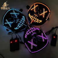 Masque LED lumineux à piles, design coloré pour les soirées rave, Halloween, cosplay, portable