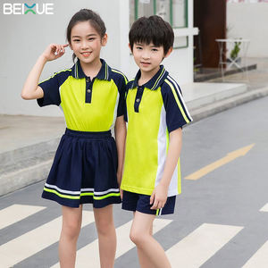 Ensemble uniforme scolaire personnalisé pour enfants <span class=keywords><strong>de</strong></span> maternelle, collège et lycée, avec logo sur chemise et jupe, vente en gros OEM - Product Image 2