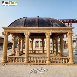 Gazebo <span class=keywords><strong>de</strong></span> pilar <span class=keywords><strong>de</strong></span> piedra <span class=keywords><strong>de</strong></span> mármol fuerte tallado a mano al aire libre grande con tapa <span class=keywords><strong>de</strong></span> hierro - Product Image 2