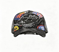 Casquette de baseball en jersey respirant/imperméable brodée sur mesure, style streetwear latino, effet délavé vintage, camouflage gothique démoniaque