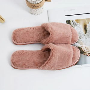 Lusso da donna in peluche da interno per pantofole antiscivolo <span class=keywords><strong>con</strong></span> Sole in pelliccia sintetica soffice Cross Band invernale casa pelosa per pantofole - Product Image 4