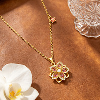 Chaîne en acier inoxydable Meizu pour femme, motif fleur de Bauhinia rotative à 360°, zircon, style bambou, pour influenceuses transfrontalières (trois régions)