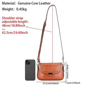 Bolsos de Hombro AndoBag para Mujer, Bolso Bandolera de Cuero Genuino, Bolso de Mano Moderno con Patrón de Cocodrilo Retro 1595 - Product Image 2
