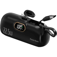 Mini batterie externe Li-Polymère haute capacité 2-en-1 5000 mAh, entrée Type-C, charge rapide 10W, chargeur portable d'urgence pour l'extérieur
