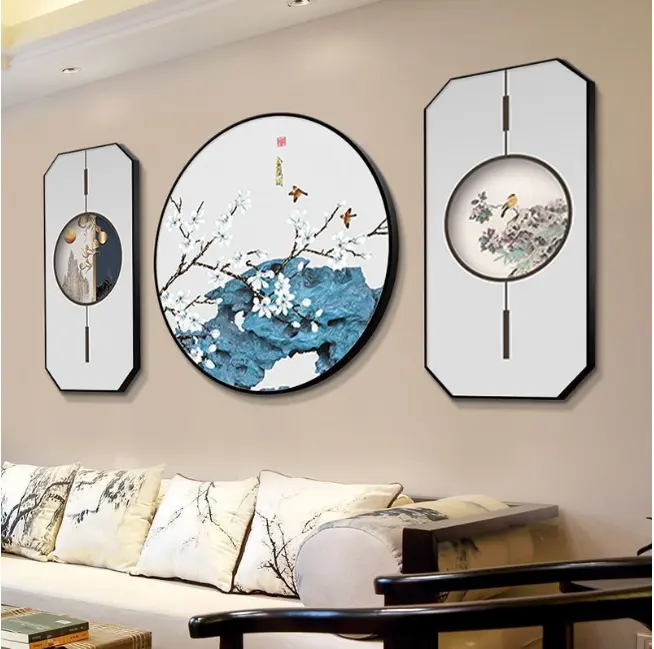 Newest Chinese Style Landscape Painting Decorative Picture for Home DecorationTriple atmospheric circular combination wall art