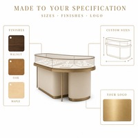 Vitrine d'îlot pour bijoux en métal et bois sur mesure, avec éclairage LED et verre transparent, pour magasin de détail