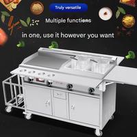 Remorque à Snacks Multifonctionnelle en Acier Inoxydable 2-en-1 : Boutique Mobile de Bubble Tea et Poulet Frit sur Roues avec Caractéristiques Anti-Rouille