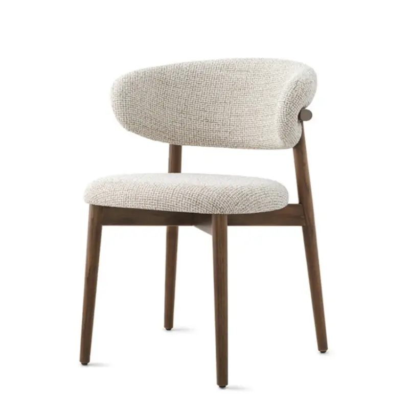 Stile nordico gambe in legno sedie sala da pranzo per ristoranti e coffee shop moderno tessuto bouclé bianco pranzo corno sedia