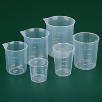 Béchers en plastique pour expériences scientifiques avec échelle de mesure transparente, 10 ml, 25 ml, 50 ml, 100 ml, 150 ml, 250 ml, 500 ml, 1000 ml