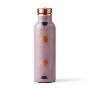 Botella de Agua de Cobre Esmaltada Artesanal con Diseño de Sol Mauve, Lujosa, Ayurvédica, para Fitness, Ecológica, Contenedor de Bebidas, OEM - Product Image 1