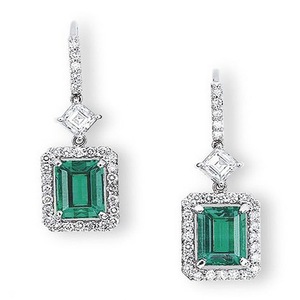 Emerald Green Gemstone Earrings for Women Vintage Style Daily Wear Ear Accessory Fashion Outfit Jewelry Style - Product Image 1