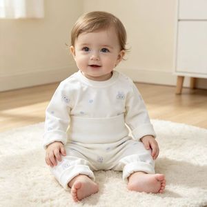 Conjunto de Pijama de Algodón 100% para Bebé, Informal, Transpirable, de Otoño, de Cintura Alta, con Protección para el Vientre, sin Costuras, 2 Piezas - Product Image 2