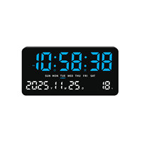 Horloge murale numérique à LED, horloge de bureau, grand écran de 11 pouces, affichage de la date, du jour, de la température, de l'humidité, alarme pour les jours ouvrables