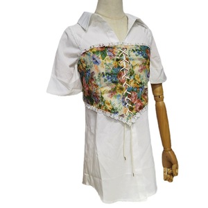 เสื้อสายเดี่ยวลายดอกไม้สไตล์ฝรั่งเศสย้อนยุคสำหรับผู้หญิง ไซส์ S M L XL แบบผูกเชือกสไตล์คอร์เซ็ท เสื้อท่อนบนสำหรับฤดูใบไม้ร่วงและฤดูหนาวปี 2021 ทรงเข้ารูปสวยงาม - Product Image 5