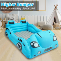 Lit de voyage gonflable pour enfants en forme de voiture, lit de sol portable pour tout-petits avec côtés à motifs de dessins animés, en PVC floqué, toutes saisons