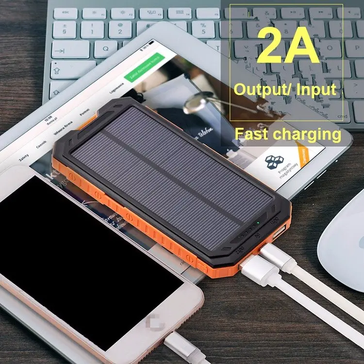 2019 Solar Power Bank 20000mah LED Camping Licht Power Bank Solar mit zwei USB-Anschlüssen wasserdichte Ladegerät Power Bank Solar