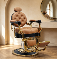Fauteuil de barbier capitonné antique, fauteuil de barbier à inclinaison complète avec levage hydraulique pour la décoration de salon de coiffure de luxe